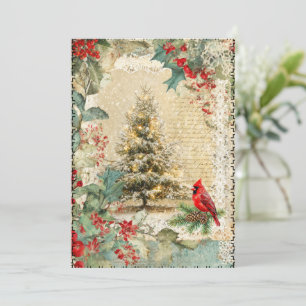 Mixed Media Abstract Vintage Style Christmas Card