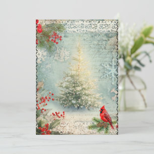 Mixed Media Abstract Vintage Style Christmas Card