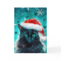 Mixed Media Cat Print Christmas Card AP410A2