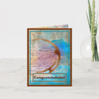 Mixed Media Coffee Stain Junk Journal Congrats  Card