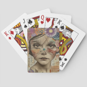 Mixed Media Collage Portrait Art (10) Playing Cards