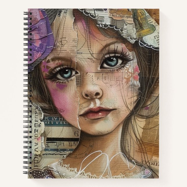 Mixed Media Collage Portrait Art (1) Notebook (Front)