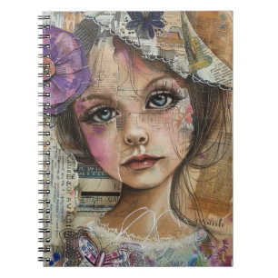 Mixed Media Collage Portrait Art (1) Notebook
