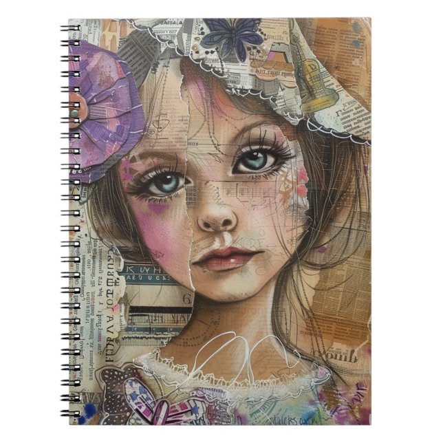 Mixed Media Collage Portrait Art (1) Notebook (Front)