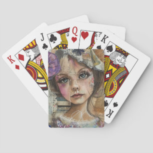Mixed Media Collage Portrait Art (1) Playing Cards