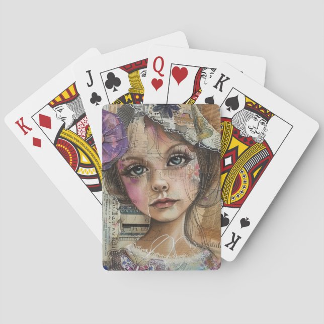 Mixed Media Collage Portrait Art (1) Playing Cards (Back)