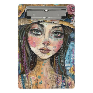 Mixed Media Collage Portrait Art (3) Mini Clipboard