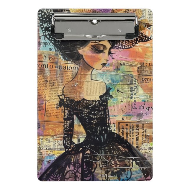 Mixed Media Collage Portrait Art (4) Mini Clipboard (Front)