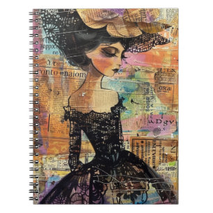 Mixed Media Collage Portrait Art (4) Notebook