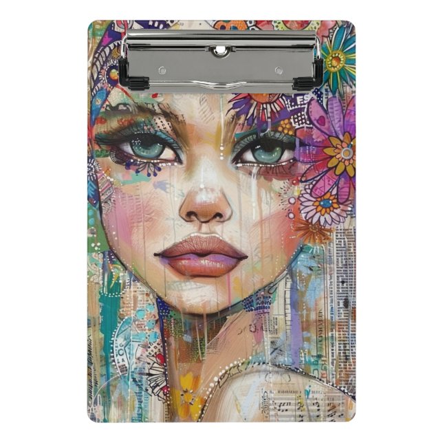 Mixed Media Collage Portrait Art (6) Mini Clipboard (Front)