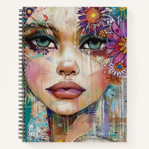 Mixed Media Collage Portrait Art (6) Notebook