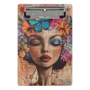 Mixed Media Collage Portrait Art (7) Mini Clipboard