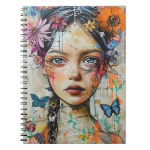 Mixed Media Collage Portrait Art (9) Notebook