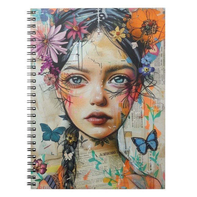 Mixed Media Collage Portrait Art (9) Notebook (Front)