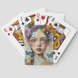 Mixed Media Collage Portrait Art (9) Playing Cards
