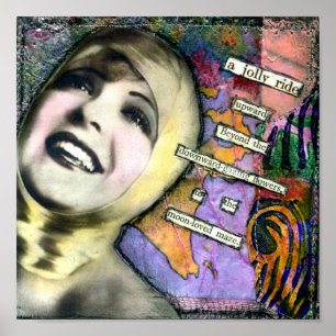 Mixed media collage printed on canvas poster