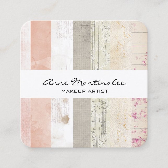 Mixed Media Collage Square Business Card (Front)