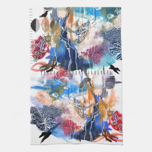 Mixed Media Crow Abstract Kitchen Towel