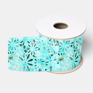 Mixed Media Daisy Art Grosgrain Ribbon