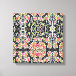 Mixed Media Flowers Abstract Canvas Print
