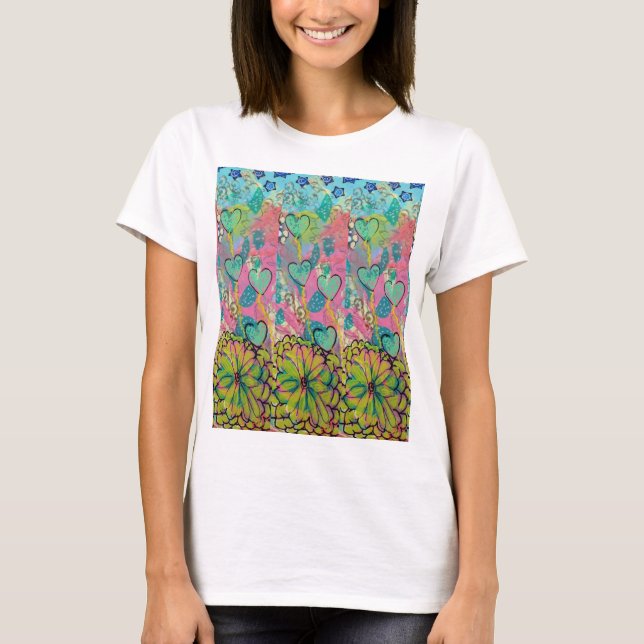 Mixed Media Hearts T-Shirt (Front)