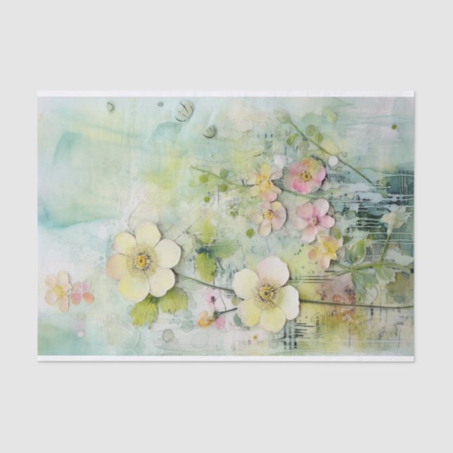 Mixed Media in a charming turquoise and lemon Tissue Paper (Front)