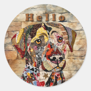 Mixed Media Labrador Retriever  Classic Round Sticker