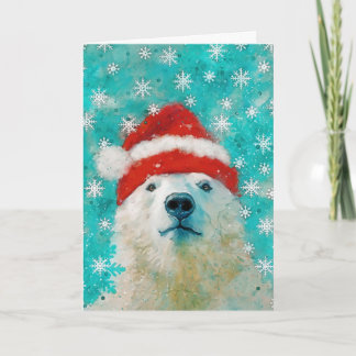 Mixed Media Polar Bear Print Holiday Card AP456B1