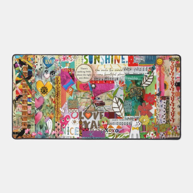 Mixed Media Pop Art Collage Desk Mat (Front)