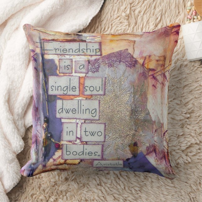 Mixed Media Quote Friendship Is A Single Soul Cushion (Blanket)