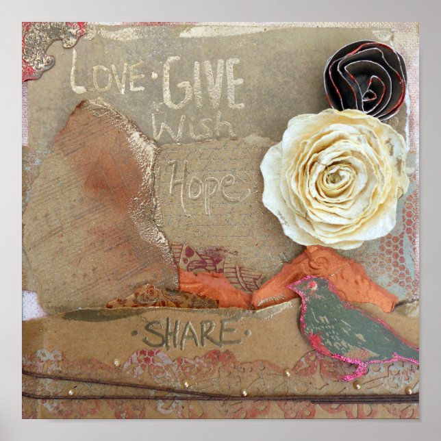 Mixed Media Quote Love Give Share Art Print (Front)