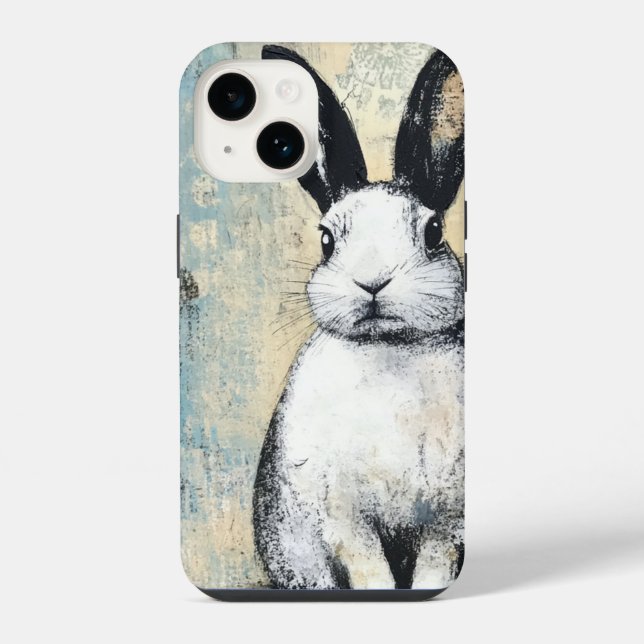 Mixed Media Rabbit iPhone Case (Back)