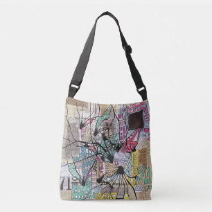 Mixed Media Recycled Art Crossbody Bag
