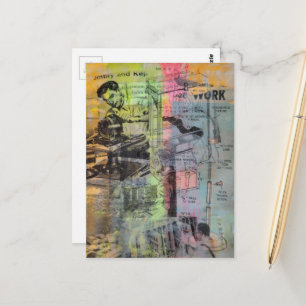 Mixed Media Retro Hobbies Woodworking Men Postcard