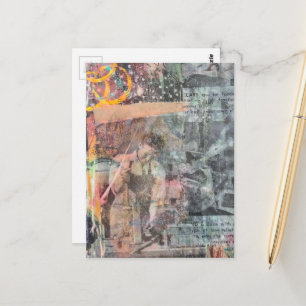 Mixed Media Retro Woodworking Collage Postcard