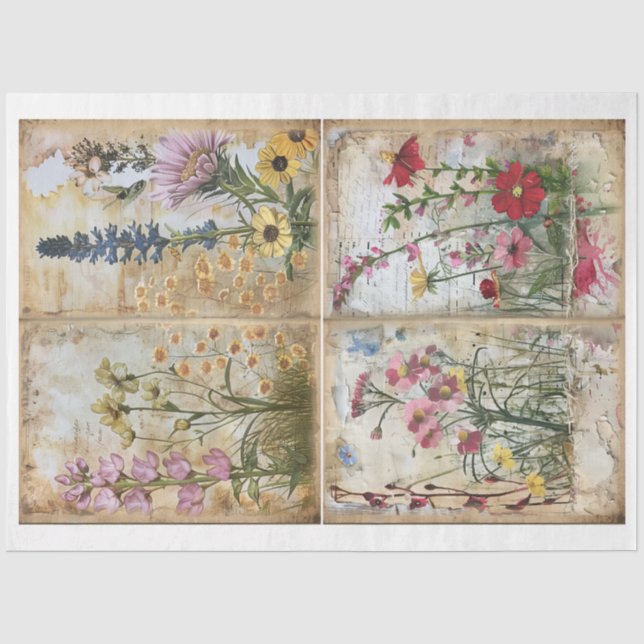 Mixed Media Style Scrapbook Floral Background D Tissue Paper (Front)