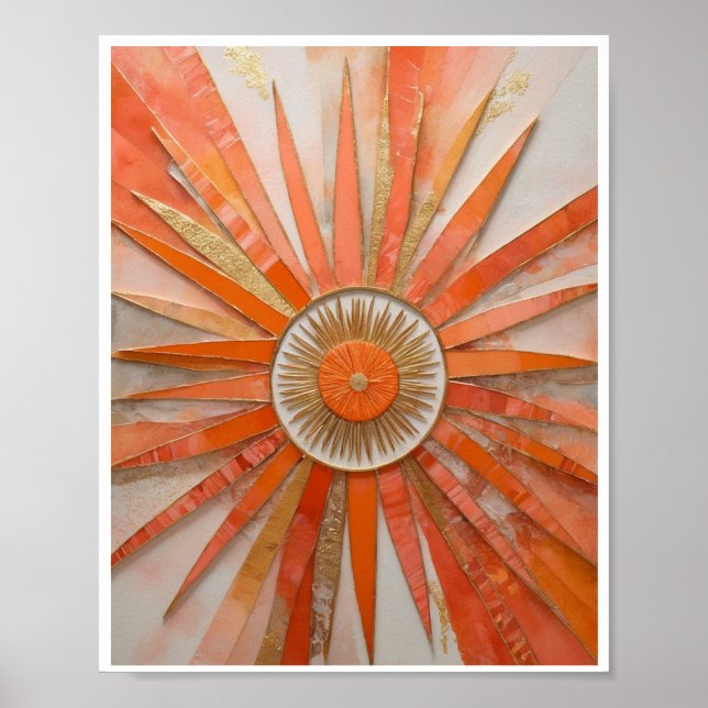 Mixed media sunburst artwork Poster Wall Art Decor (Front)