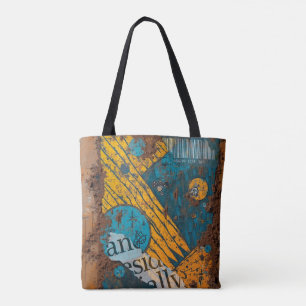 Mixed Media Textured Abstract Mudcloth Tote Bag