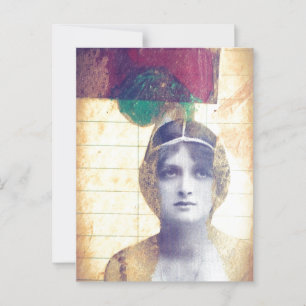 Mixed media vintage lady collage postcard