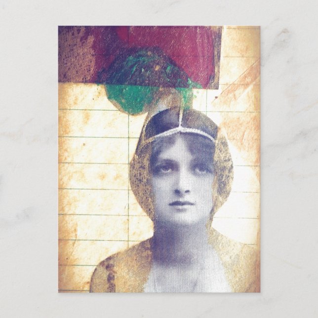 Mixed media vintage lady collage postcard (Front)