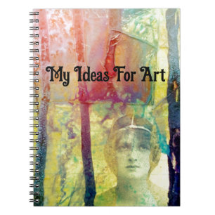Mixed media vintage lady ink spills notebook