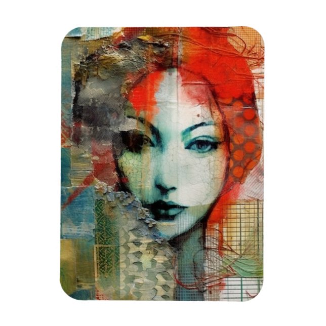 Mixed Media Woman Collage Magnet (Vertical)