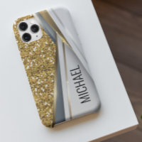 Mixed Metal 3-D Glitter Gold Monogram Case-Mate