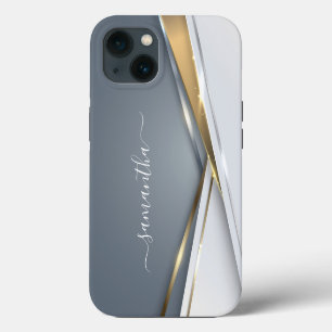 Mixed Metal 3-D look Calligraphy Gold Monogram iPhone 13 Case