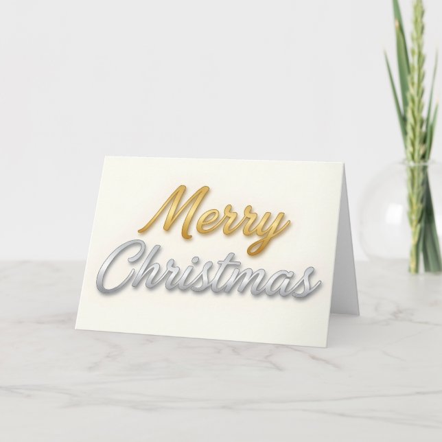 Mixed Metal Foil Script Merry Christmas Holiday Card (Front)