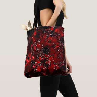 Mixed of showy and rustic red petals under mosaic  tote bag