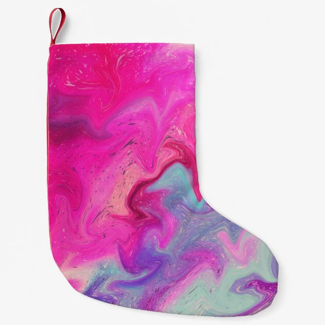 Mixed paint background small christmas stocking (Front)