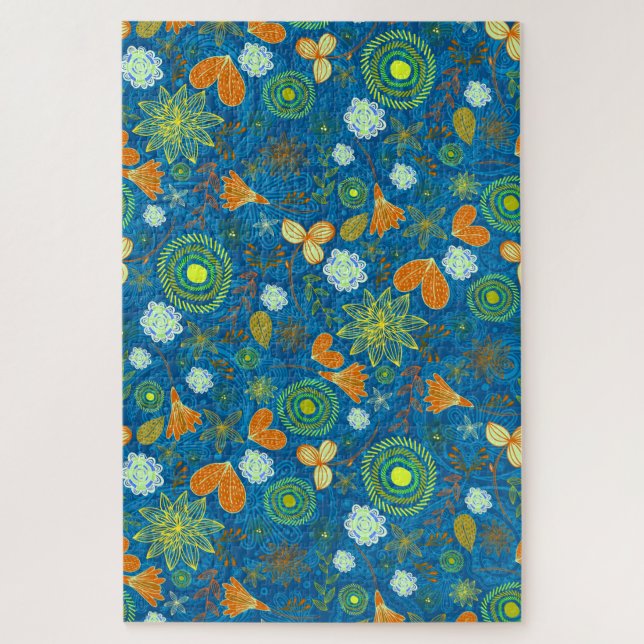 Mixed paisley flowers patterns jigsaw puzzle (Vertical)