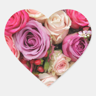 Mixed pastel roses by Therosegarden Heart Sticker