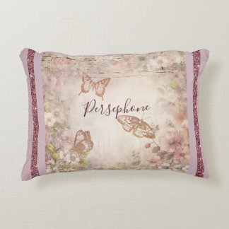 Mixed pattern pink floral decorative cushion